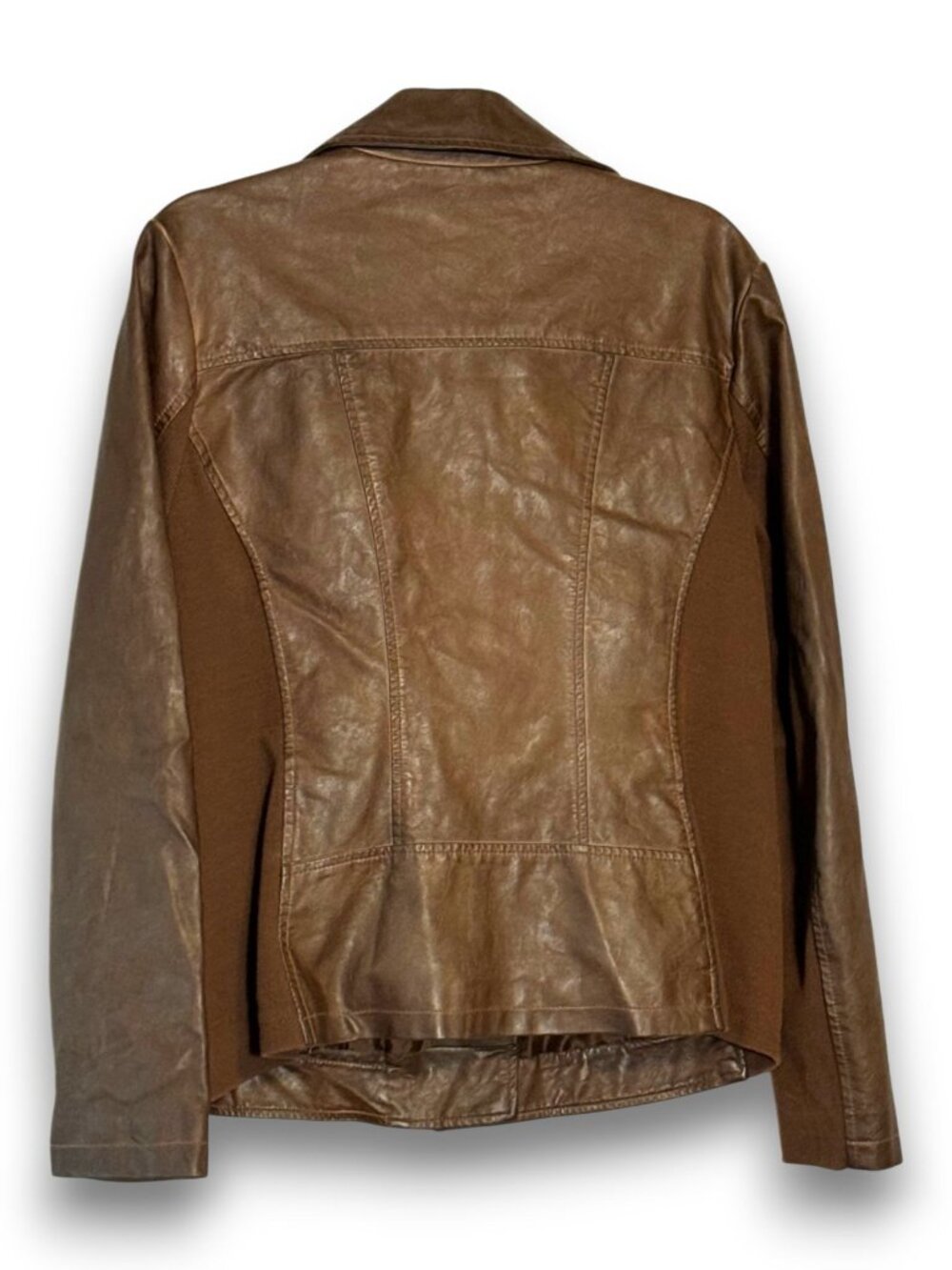 Selby Collection Women's Faux Leather Moto Jacket Brown Whiskey Size Large - Picture 7 of 14